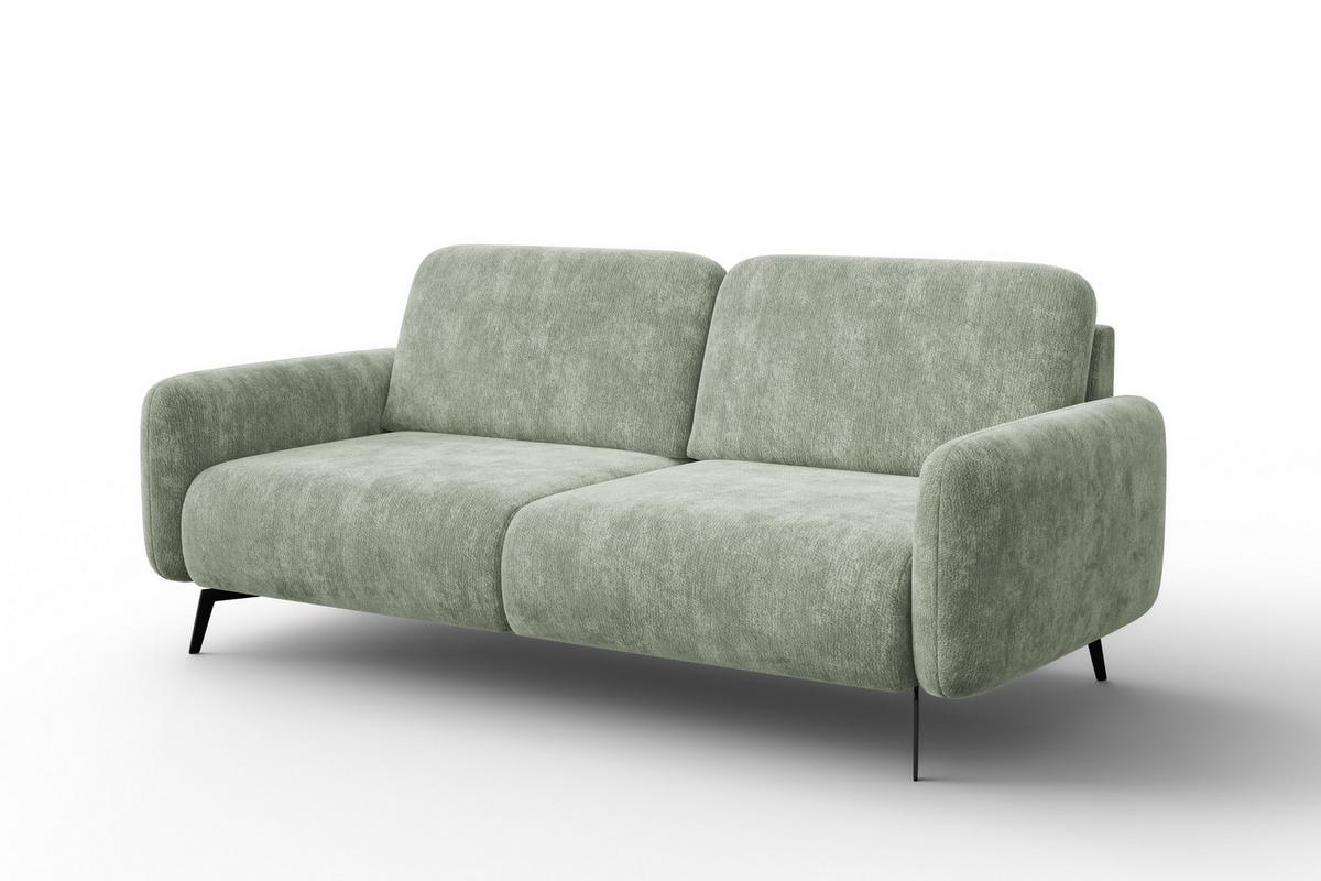 SOFA FEBE 3-Sitzer, hellgrüner Chenille-Stoff - Schwarz/Hellgrün, Holz/Textil (190/82/96cm) - Wozimo