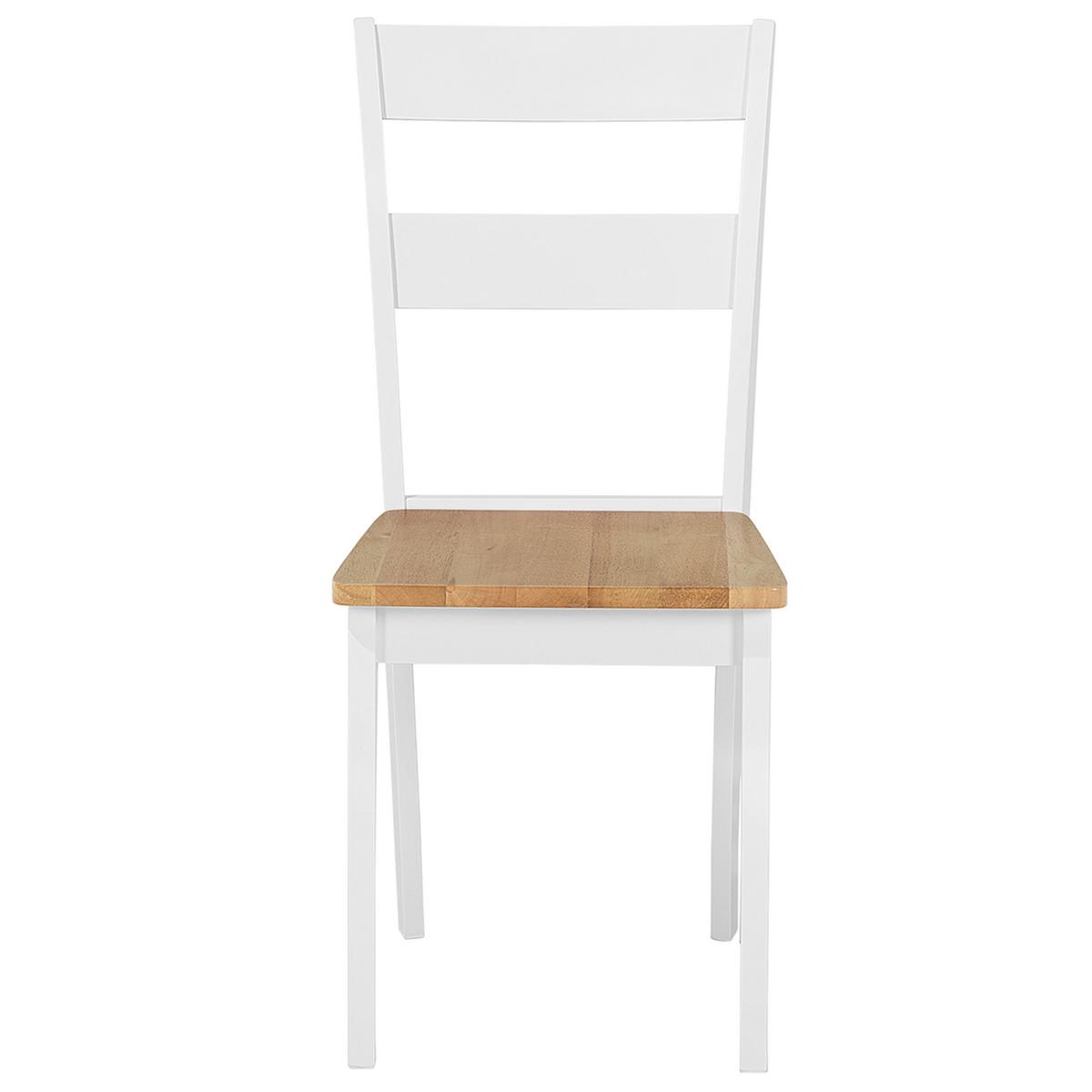 ESSZIMMERSTUHL 2er-Set Gummibaumholz hellbraun/weiß Georgia - Hellbraun/Weiß, Holz (45/89/43cm) - Beliani