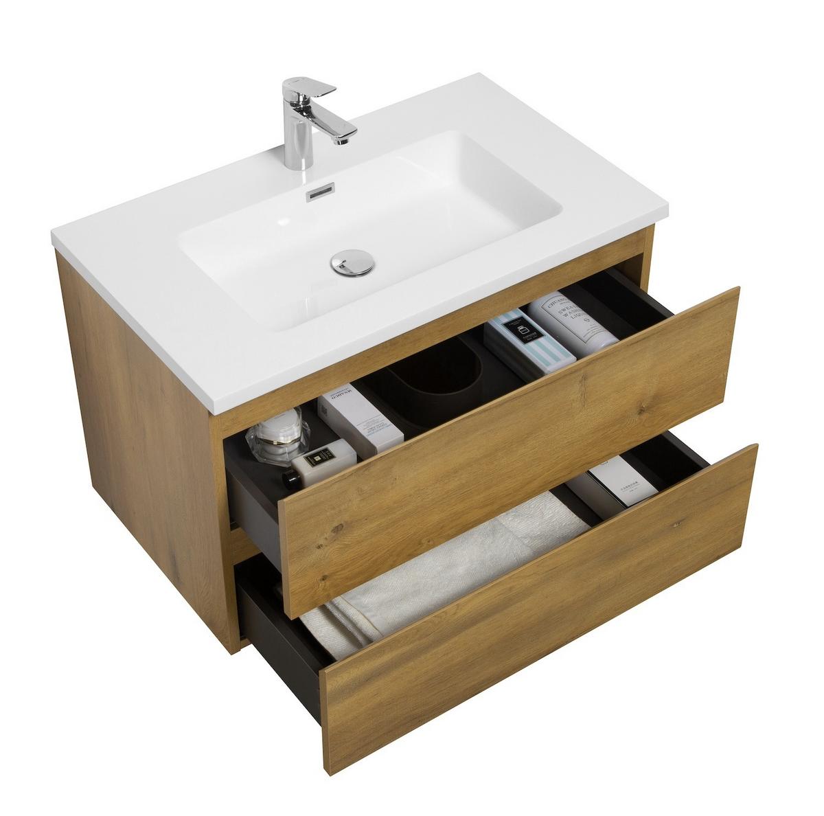 BADMÖBEL-SET Angela 2 Teile - Eiche - 80 x 48 x 52 cm - Eichefarben/Weiß, Holz (80/52/48cm) - Badplaats