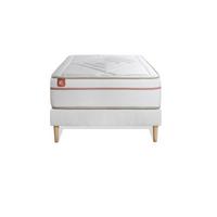 BETT Le Paisible Memory-Schaum 90 x 190 cm h1 - Kit Bettgestell Weiß - Beige/Weiß, Karton/Holz (90/190cm) - Marmottes & Co