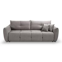 BETTSOFA MODA Beige Chenille-Stoff mit Schlaffunktion - Beige, Holz (245/86/110cm) - MASSENO
