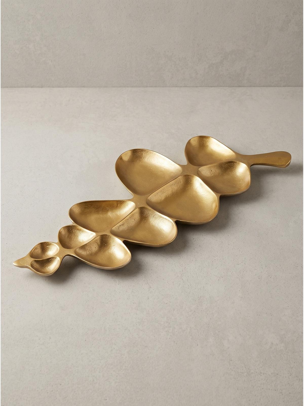 DEKOSCHALE NUMANA, Aluminium, handgefertigt, Gold, 60,5 x 17,5 x 3 cm - Goldfarben, Metall (3cm) - KADIMA DESIGN