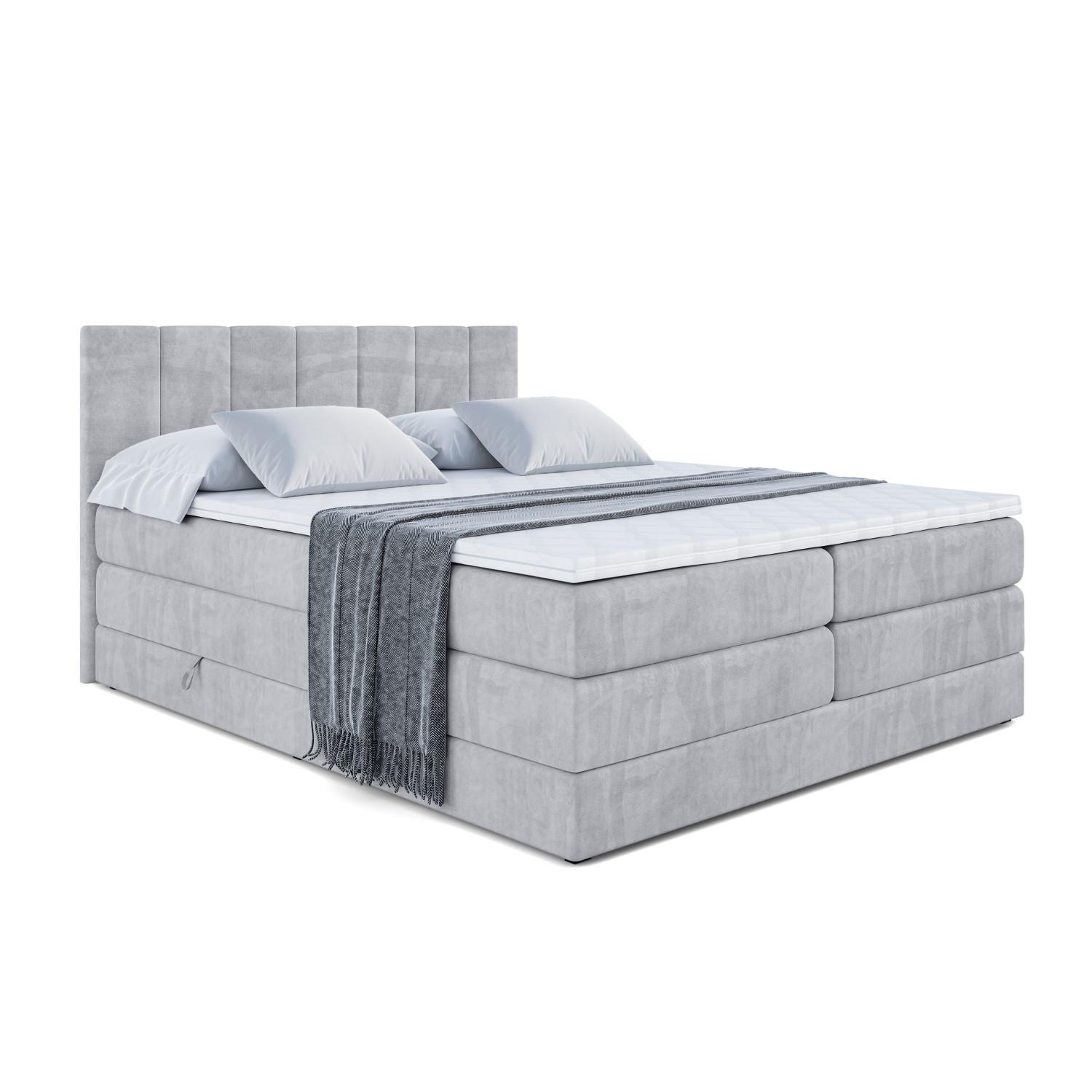 BOXSPRINGBETT MOETI KING - 140x200 - H3/H4 - Hellgrau - Hellgrau, Holzwerkstoff (140/200cm) - ALTDECOR
