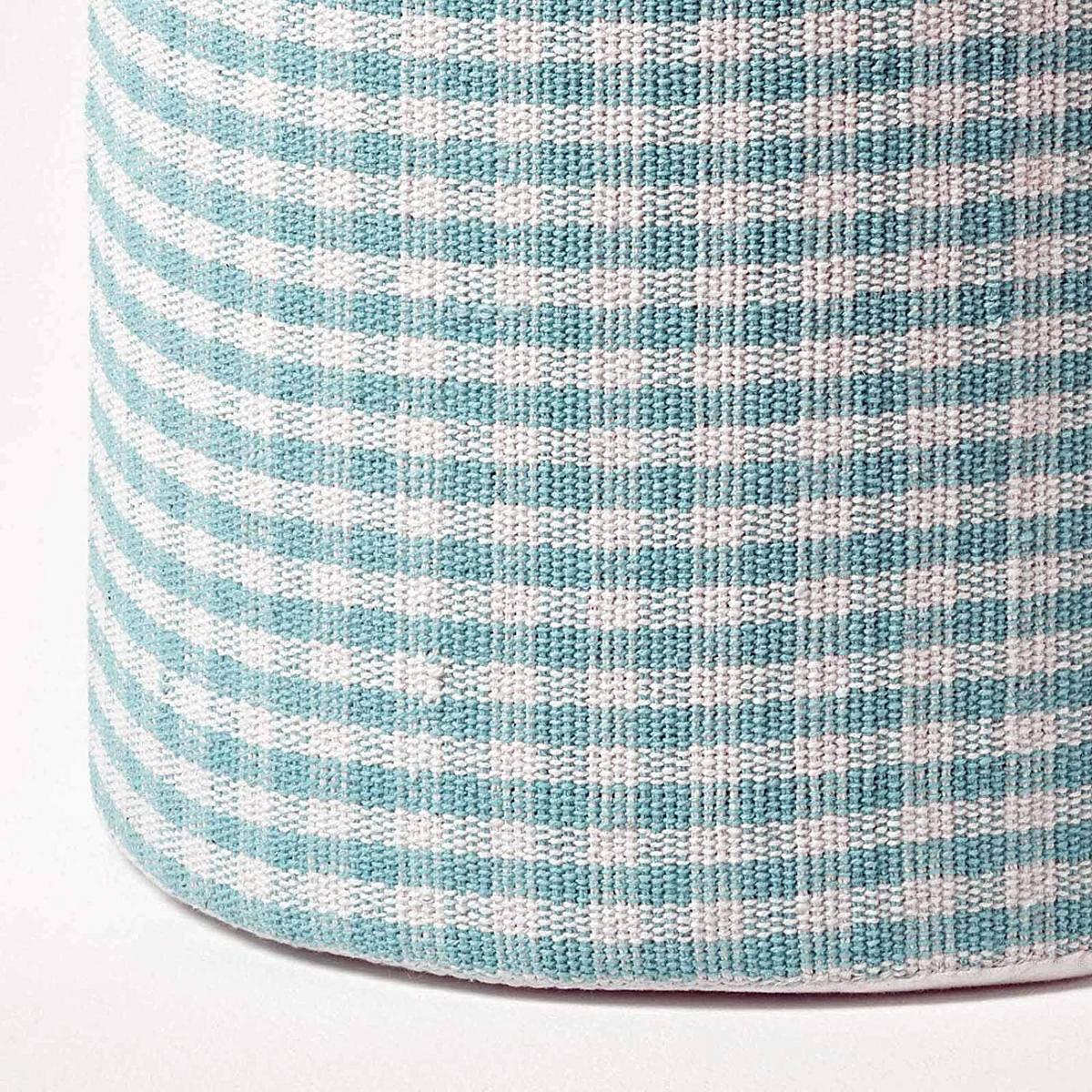 SITZPOUF Vichy-Karo blau, Hocker rund 40/40/42 cm - Blau, Textil (40/42/40cm) - Homescapes