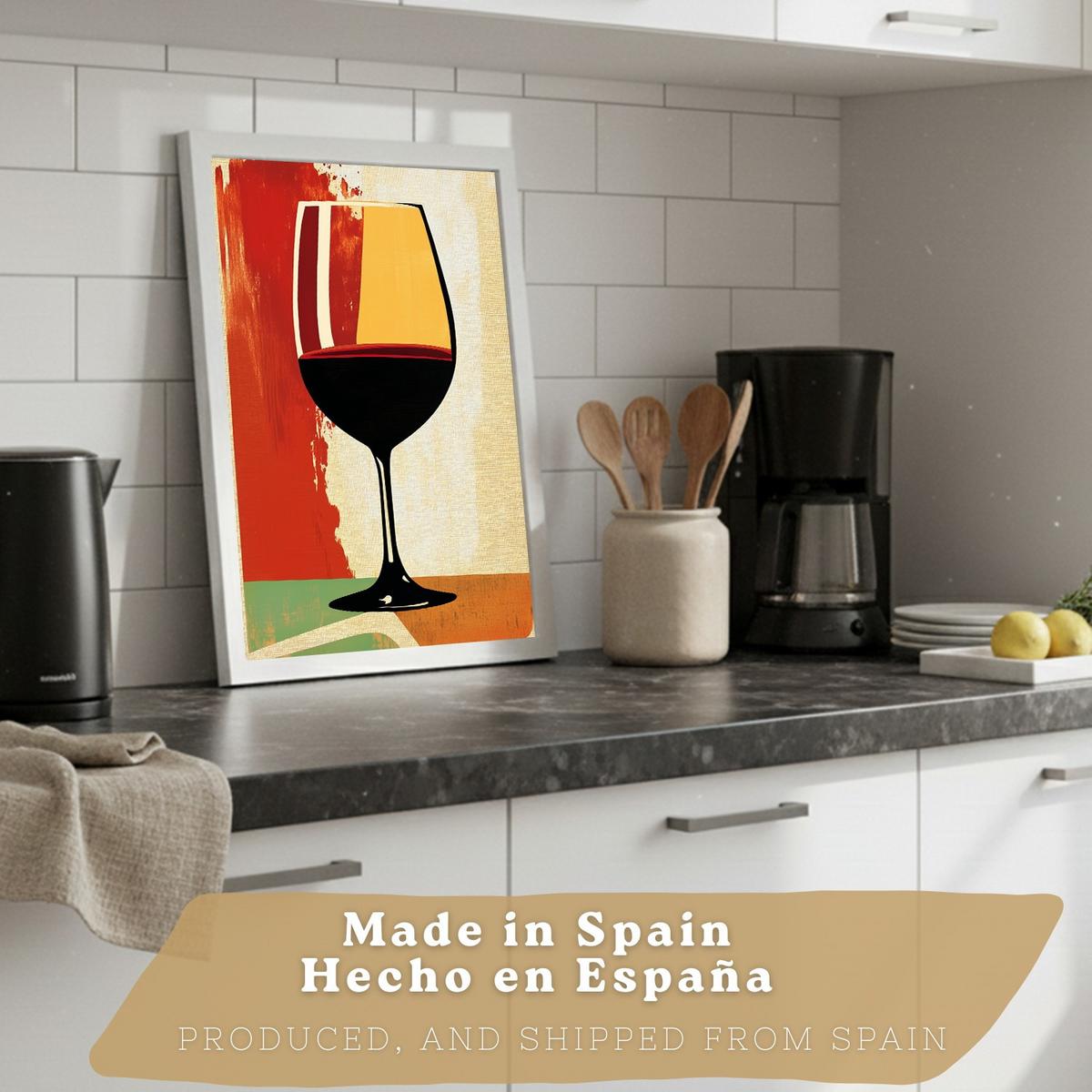 POSTER 2er Set Küchen-Wandbilder Rotwein und Pasta Vintage Retro Esszimmer Wanddeko Rahmenlos A4 - Weiß, Papier (29.7/1/21cm) - Nacnic