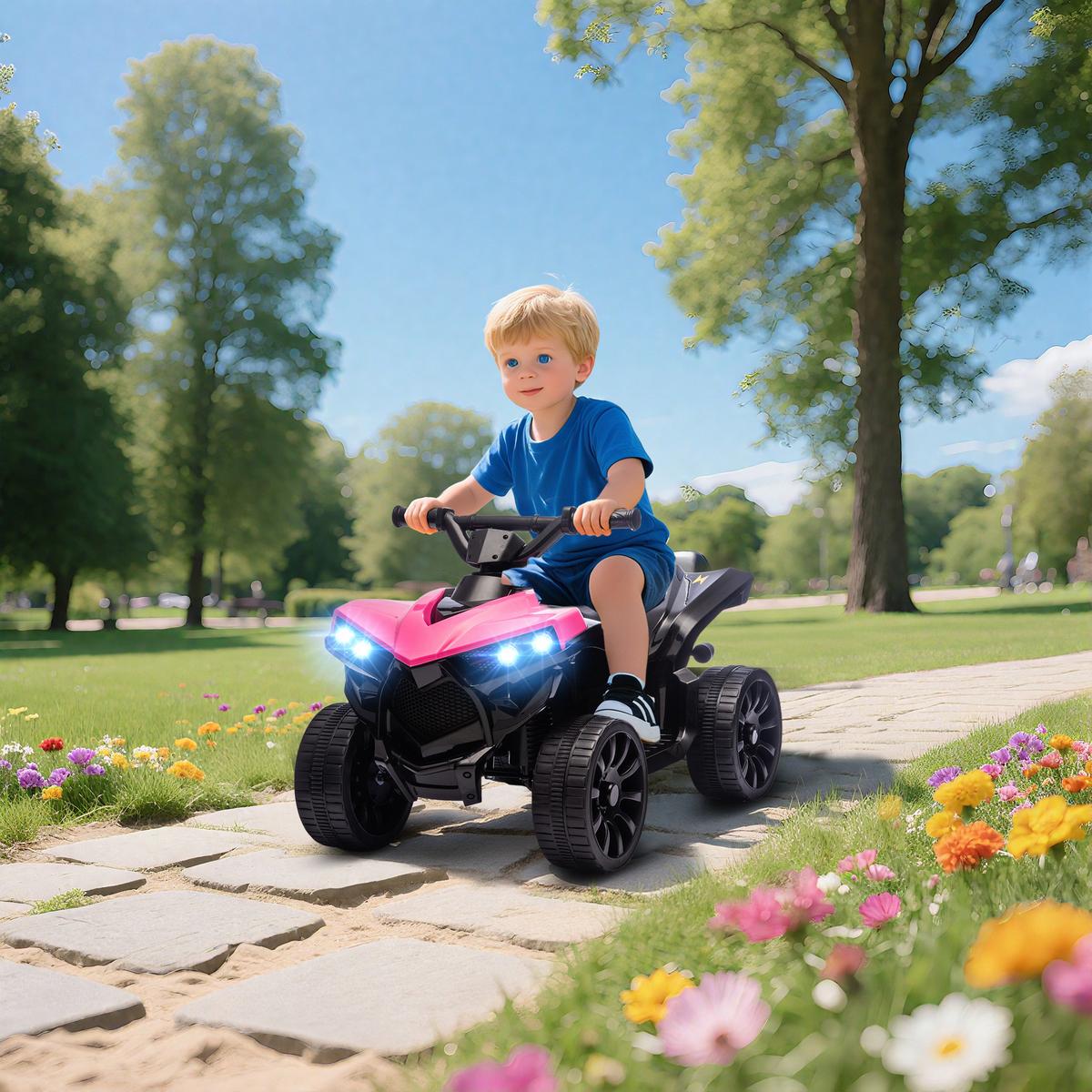 KINDER QUAD mit Scheinwerfer Pink - Rosa, Metall (70/42/45cm) - AIYAPLAY