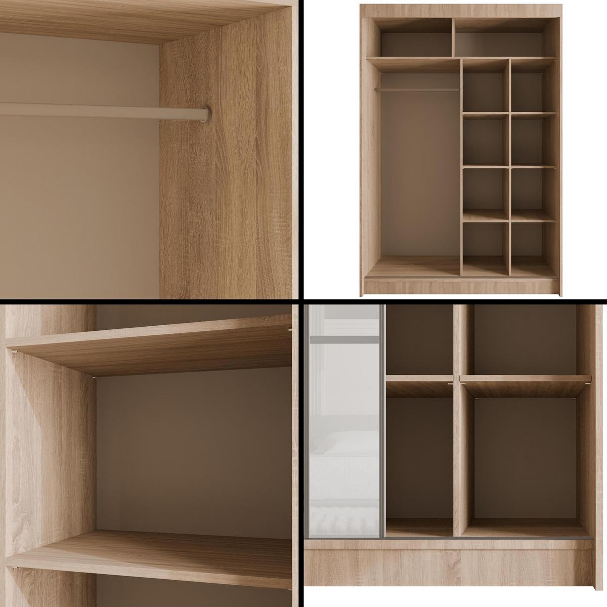KLEIDERSCHRANK PEKA III - 150 cm - Sonoma Eiche|Weiß - Weiß/Sonoma Eiche, Holzwerkstoff (150/215/61cm) - ALTDECOR