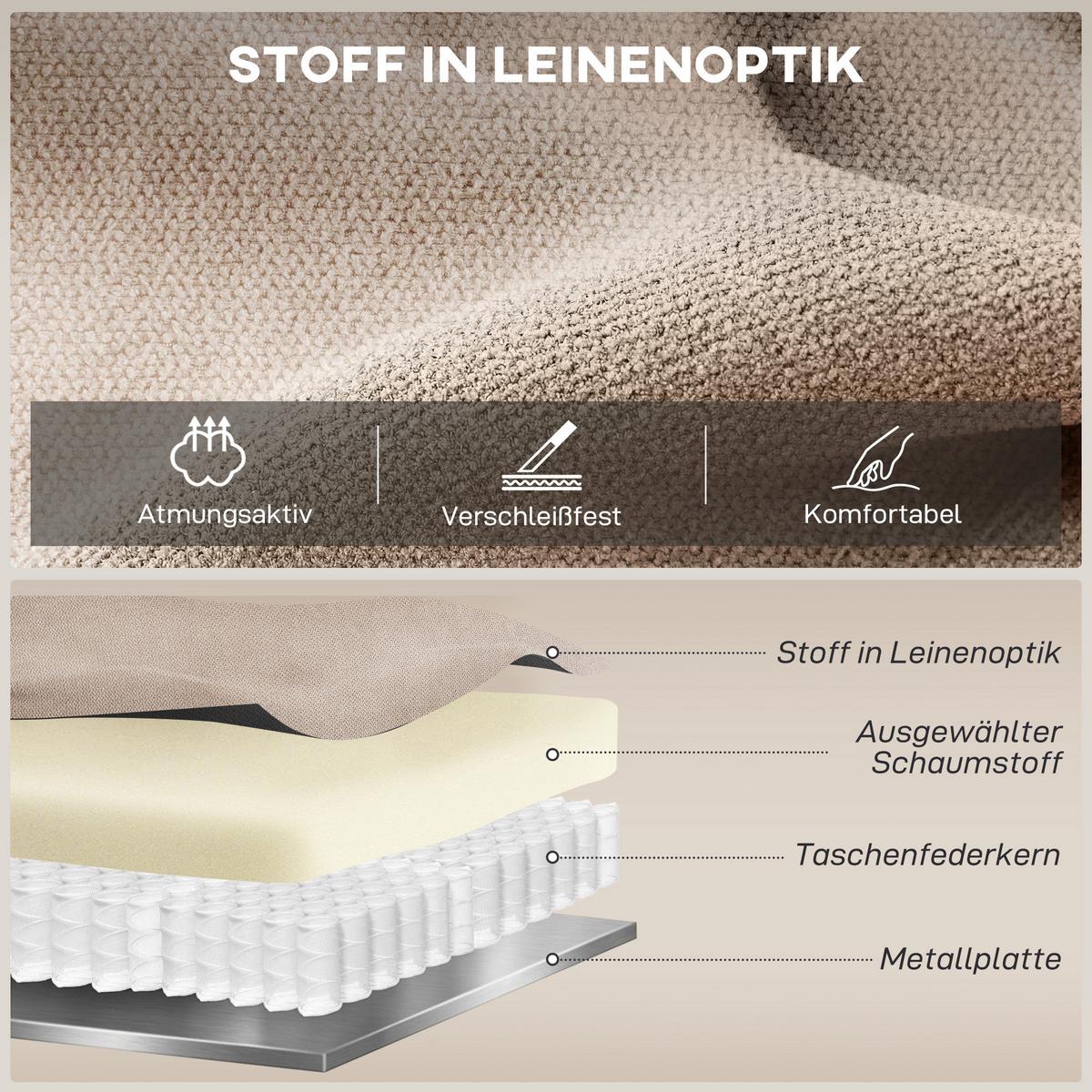 RELAXSESSEL Polyester Beige - Beige/Schwarz, Textil/Metall (85/105/93cm) - HOMCOM