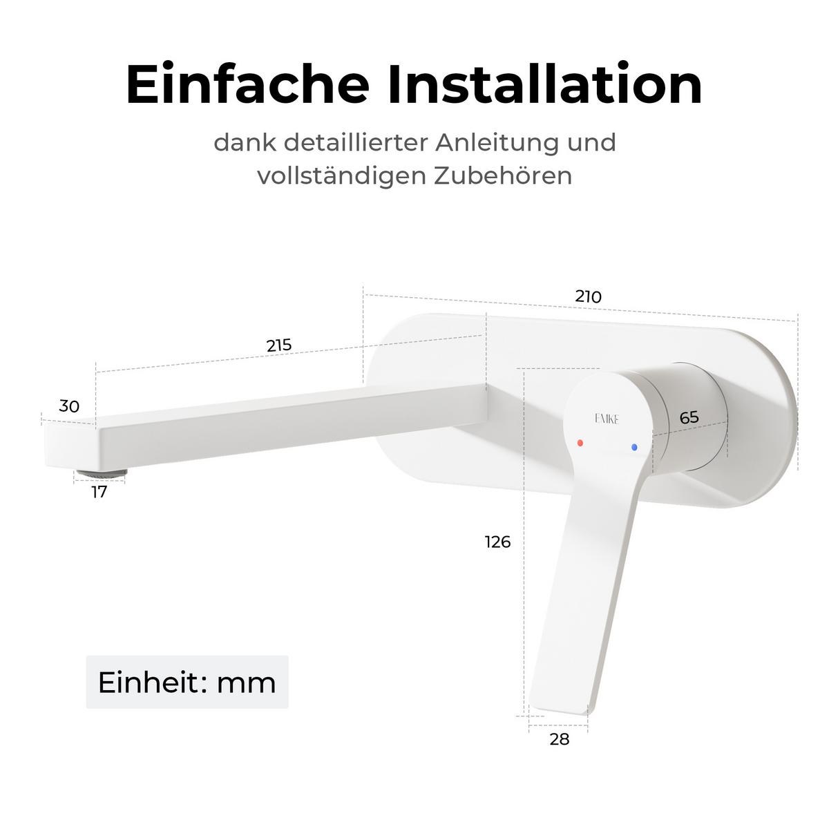 WASCHTISCHARMATUR mit Luftsprudler Messing Weiß 21/21,5 cm - Weiß, Metall (21/7/28.8cm) - EMKE