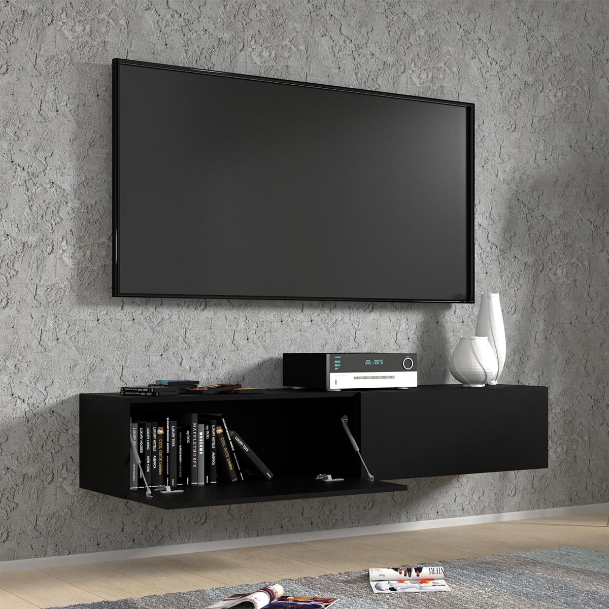 TV-MÖBEL Bali Mattschwarz - Schwarz, Holzwerkstoff (160/30/40cm) - Petits-meubles