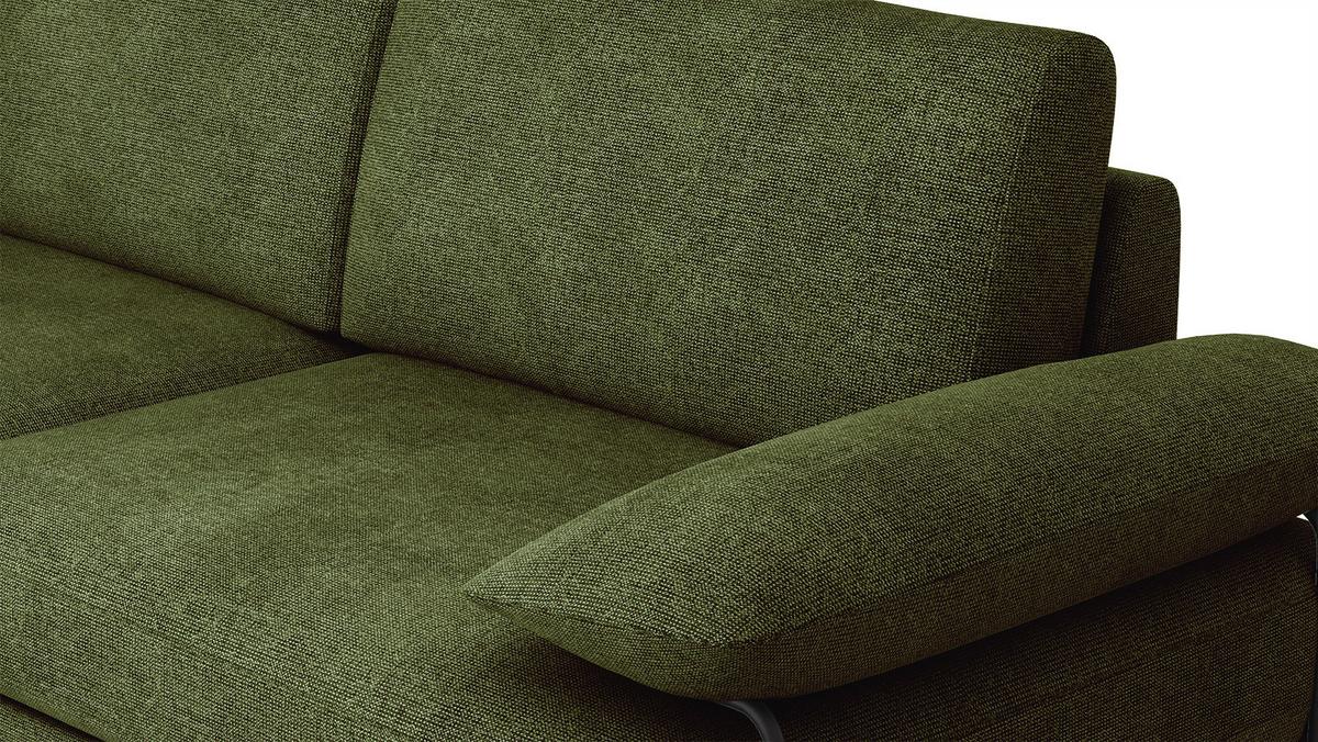 SOFA LORI 3-Sitzer, olivgrün - Schwarz/Olivgrün, Holzwerkstoff/Textil (245/87/96cm) - Wozimo