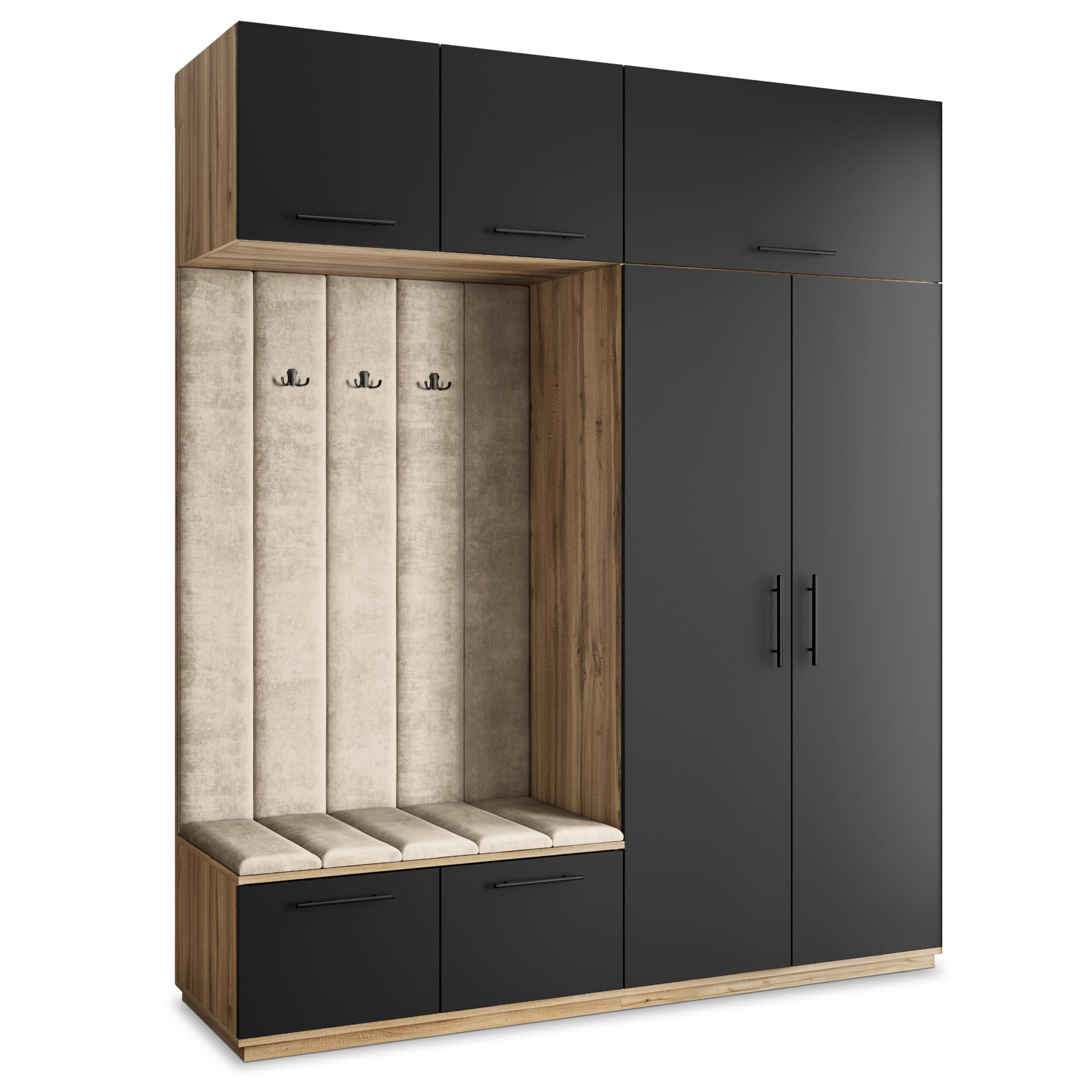 GARDEROBENSCHRANK REMA 200/240/60 cm Modern Eiche Wotan - Beige/Eiche Wotan, Holzwerkstoff (200/240/60cm) - MASSENO