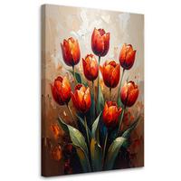 LEINWANDBILD Blumen 30x45cm - Rot, Textil (30/45cm) - Feeby