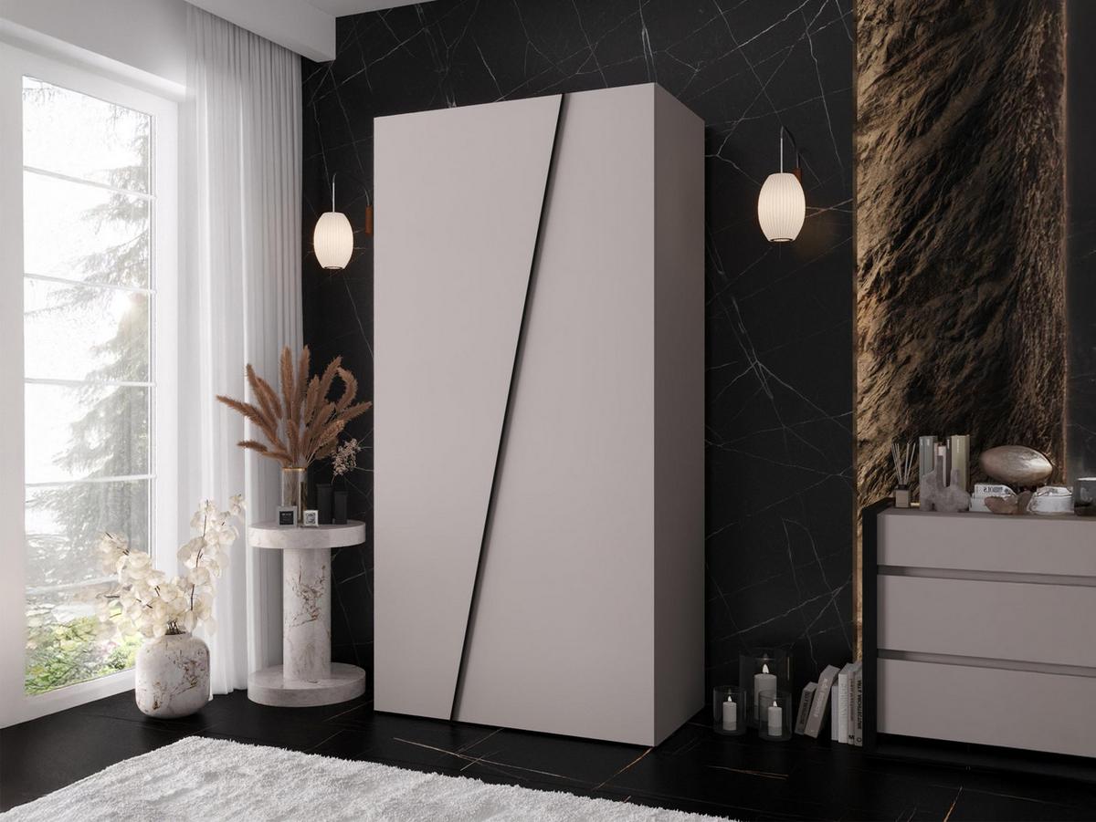 DREHTÜRENSCHRANK Zen 100 cm - Kaschmir/Schwarz, Holzwerkstoff/Kunststoff (100/202/50cm) - MIRJAN24
