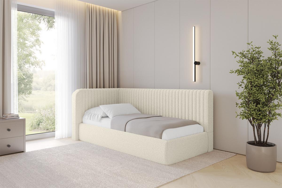 EINZELLBETT Jugendbett mit Bettkasten, Rechts - AURY 100x200 Beige - Perlmutt, Holzwerkstoff/Textil (100/200cm) - ALTDECOR
