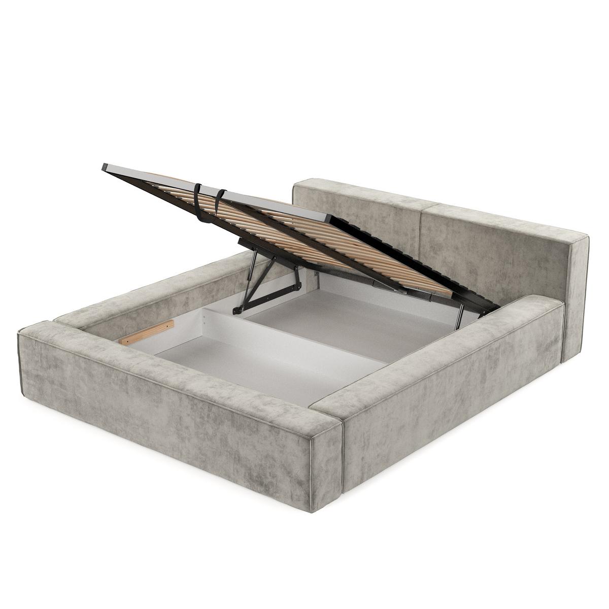 POLSTERBETT Casto mit Stauraum 160/200 cm Beige im Terra NW Stoff - Beige/Schwarz, Holz/Holzwerkstoff (160/200cm) - AltaBeds