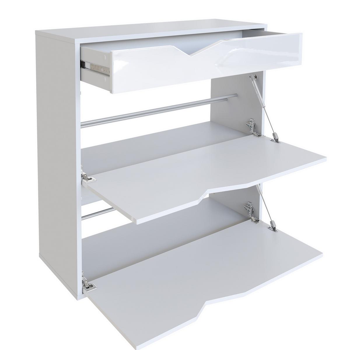 SCHUHSCHRANK Kolmio Fronten in Grau Hochglanz - Grau, Holzwerkstoff (85/87/33cm) - Vladon