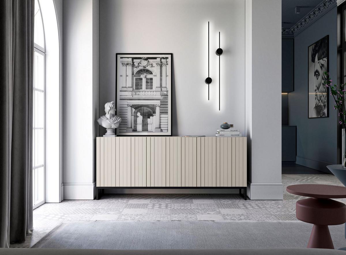 KOMMODE Elpis 3D Kaschmir Matt mit metallrahmen Glamour 168 cm - Kaschmir, Holzwerkstoff (168/72/36.5cm) - Meble Lindner