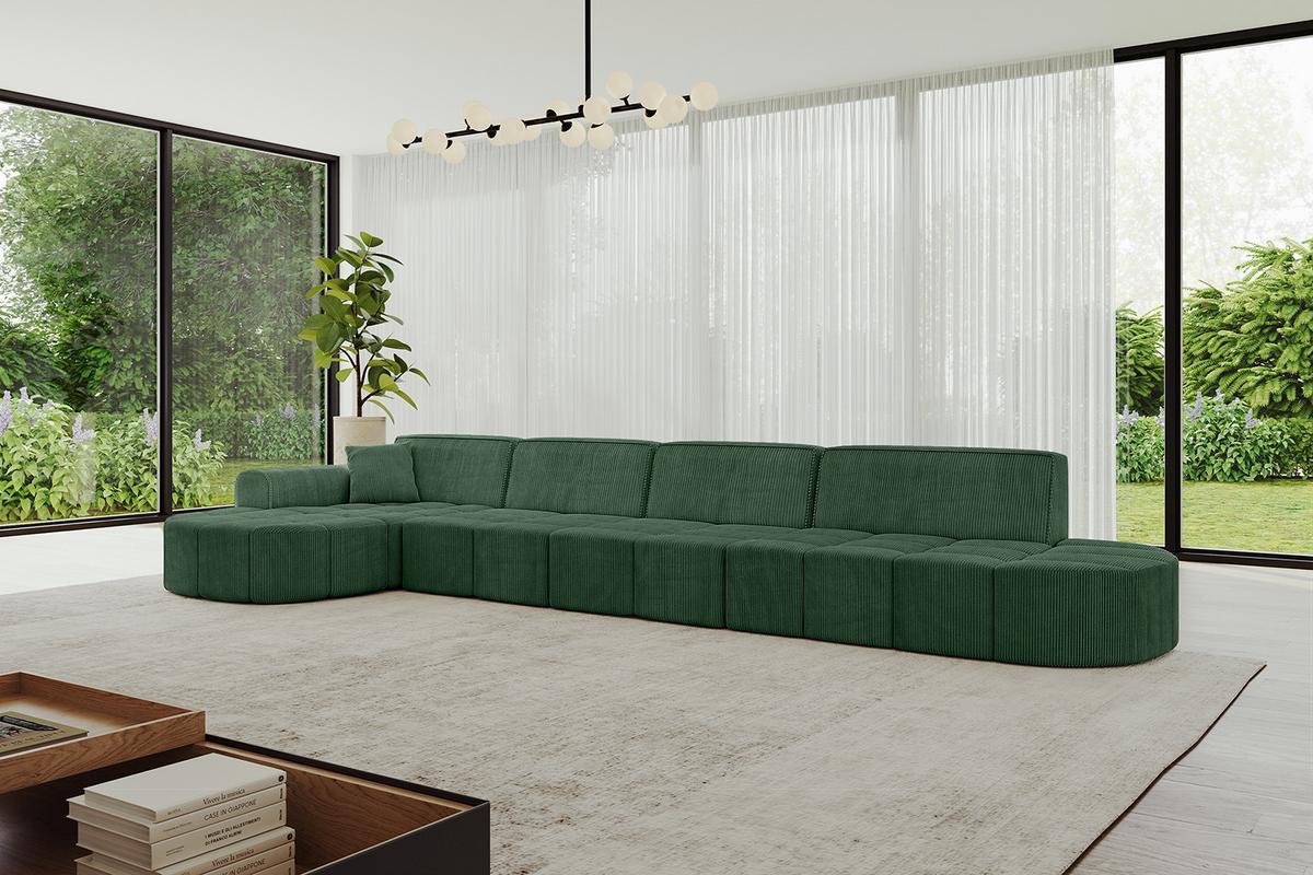ECKSOFA Ottomane Links LIVO-L3 - 422x173x79,5 cm Grün - Grün, Holzwerkstoff/Textil (422/173cm) - ALTDECOR
