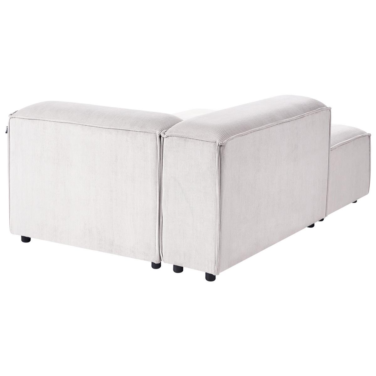 CHAISELONGUE rechtsseitig Cremeweiß Cord Ardal - Creme/Schwarz, Textil (119/68/180cm) - Beliani