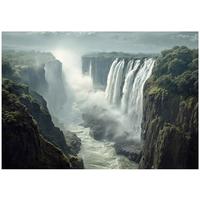 FOTOTAPETE Wasserfall Landschaft Grün 250x175 cm - Multicolor, Papier (250/175cm) - Wallarena