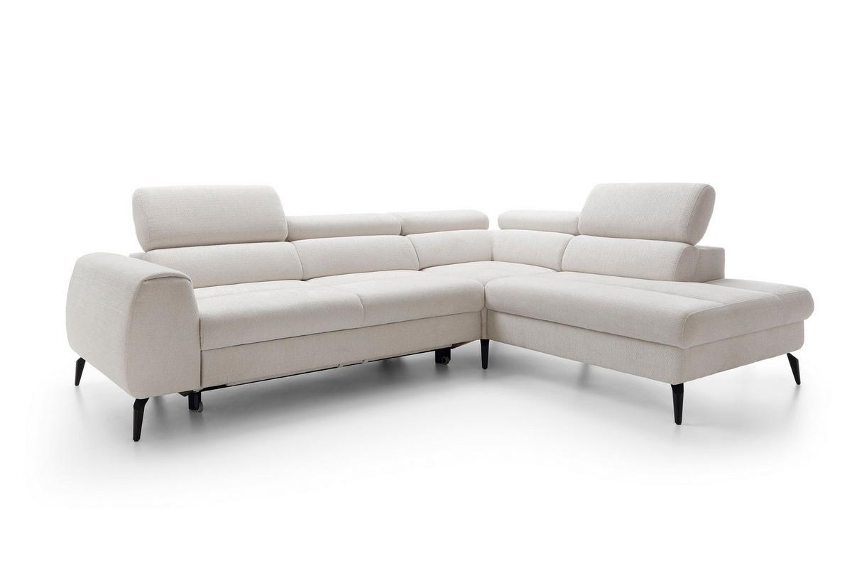 ECKSOFA NOTE Creme Chenille mit Schlaffunktion - Creme, Holz (271/216cm) - MASSENO