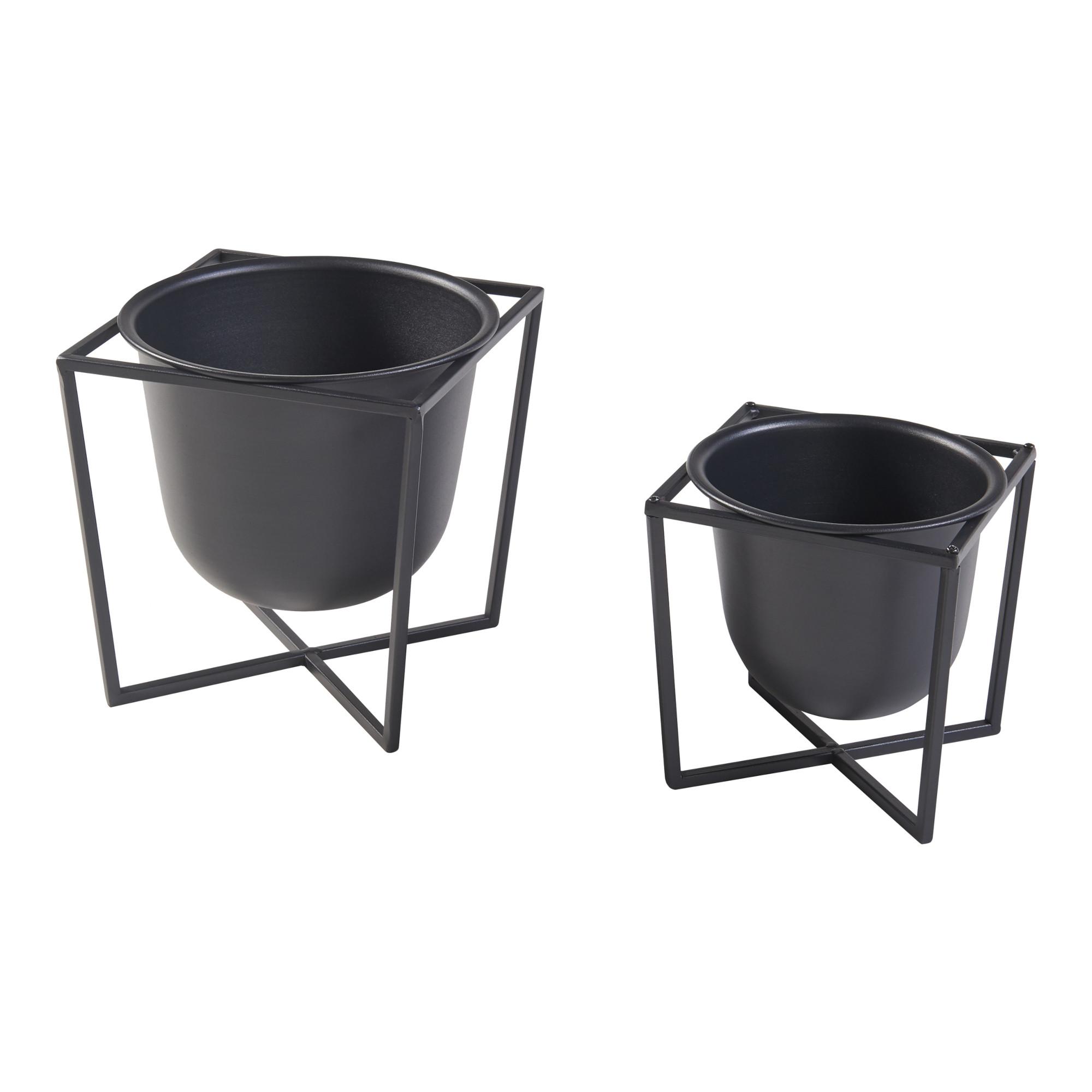 PFLANZENSTÄNDER-SET 2 TLG. Nordmaling - Schwarz, Metall (23/23.5/23cm) - [en.casa]