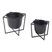 PFLANZENSTÄNDER-SET 2 TLG. Nordmaling - Schwarz, Metall (23/23.5/23cm) - [en.casa]