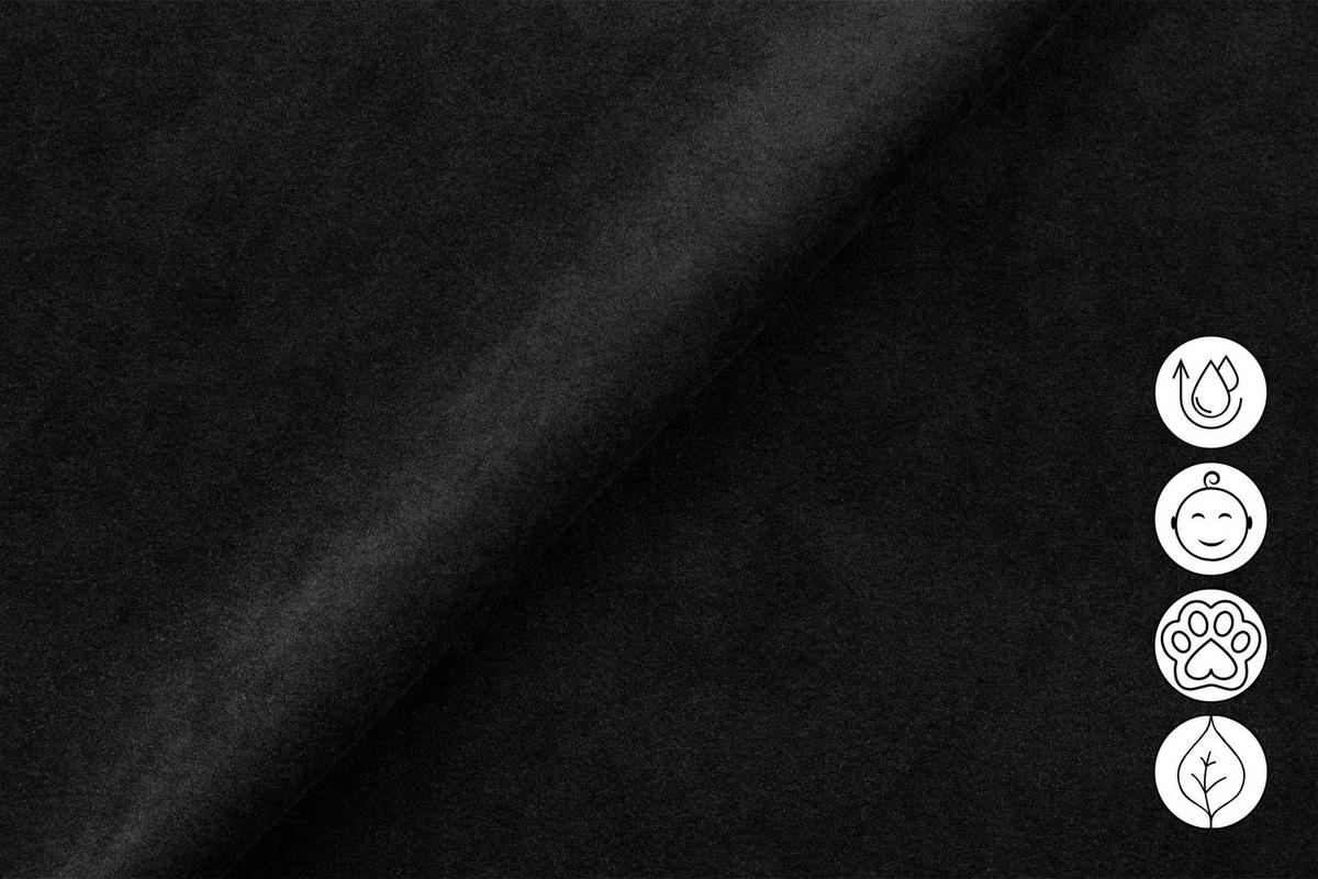 SOFA RELAX FIERO 3-Sitzer, Schwarzer Veloursstoff - Schwarz, Holz/Textil (212/82/103cm) - Courtois Laville