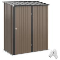GERÄTEHAUS mit Pultdach, 1,34 m² Metall Gartenhaus, Geräteschuppen, Stahl, Braun - Braun, Metall (94.5/196/161.5cm) - Outsunny
