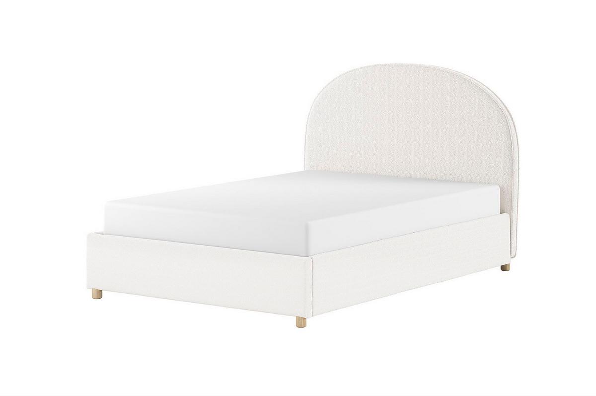POLSTERBETT Karlotta 140x200 mit Bettkasten Bouclé Stoff weiß - Weiß, Kunststoff (140/200cm) - 58aufmkessel