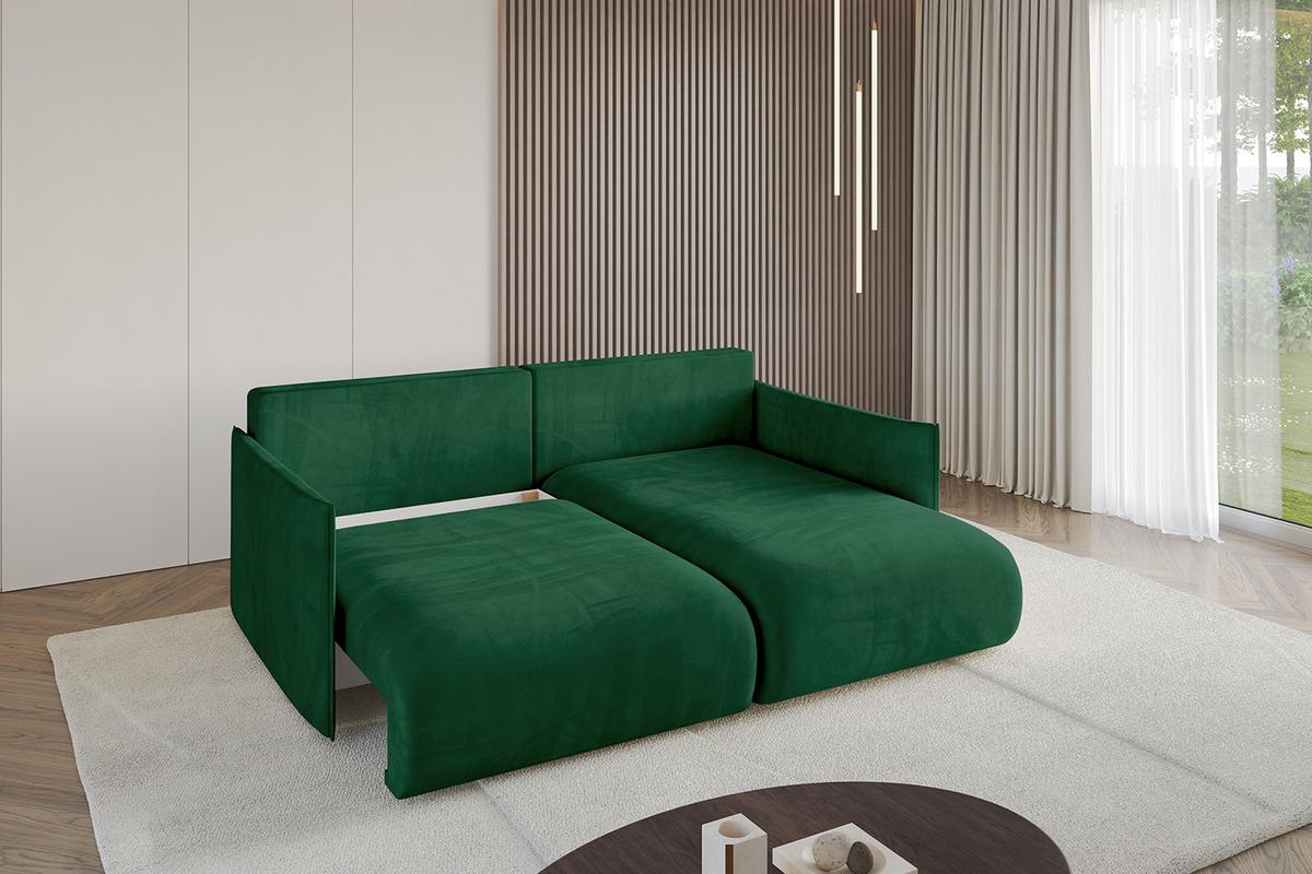ECKSOFA Ottomane rechts ONESK-L 216x177x72 Grün Velours - Grün, Holzwerkstoff/Kunststoff (177/216cm) - ALTDECOR