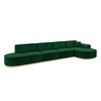 ECKSOFA Ottomane Rechts MARI-L3-v1 - 413x171x83 cm Dunkelgrün Velours - Dunkelgrün, Holzwerkstoff/Textil (171/413cm) - ALTDECOR