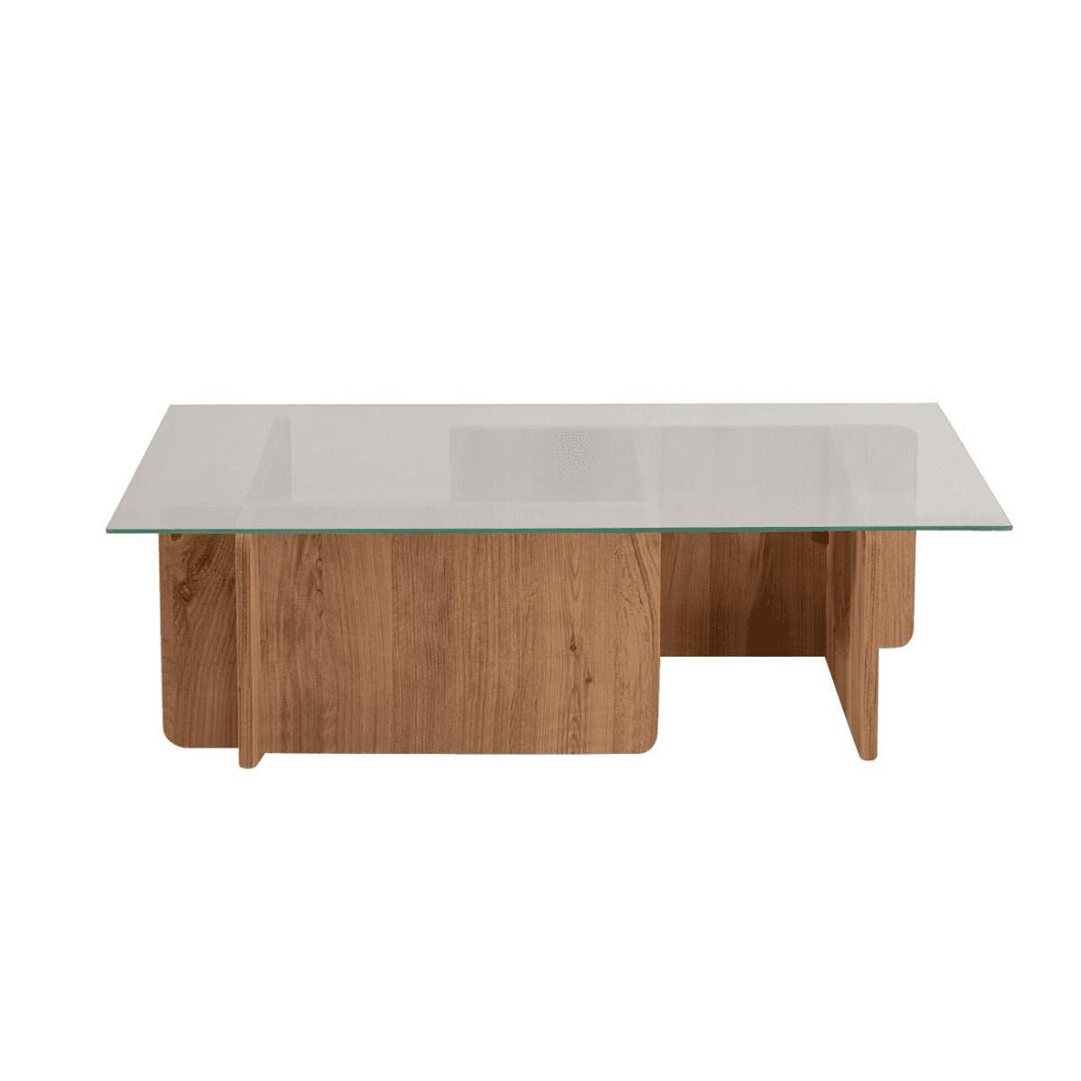 COUCHTISCH mit Tischplatte aus gehärtetem Glas 105/65/30 cm - Kieferfarben, Holzwerkstoff (110/65/30cm) - Calicosy