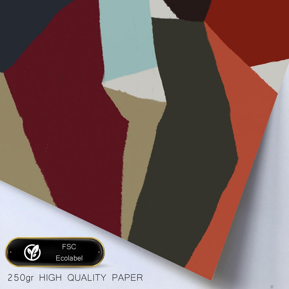 POSTER Set Mit 6 Farbige Kanten In Form Abstracts Ästhetische Dekorative Gemälde Für Ihr Wohnzimmer Zuhause A3 & A4 Rahmen Aus Hellem Holz - Beige, Papier (29/3cm) - Nacnic