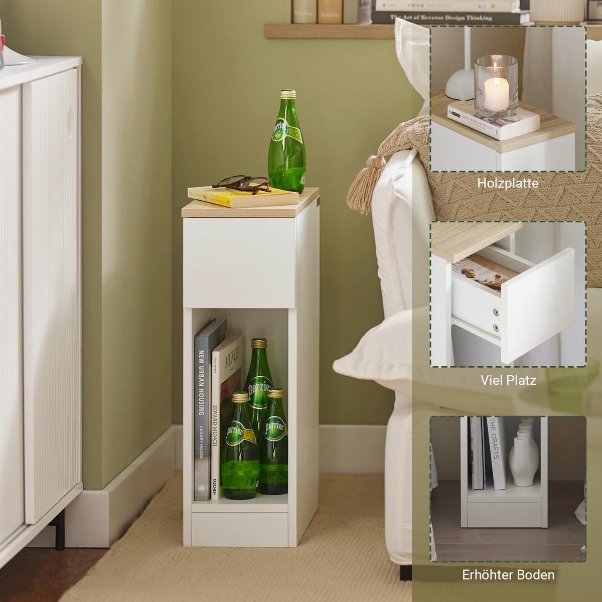 NACHTTISCH 2er Set, Weiß, 20x60x35cm - Weiß, Holzwerkstoff (20/60/35cm) - SoBuy