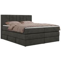 BOXSPRINGBETT INERO KING 200/200 - Dunkelgrau Velvet - Topper Visco - H4 - Dunkelgrau/Schwarz, Kunststoff/Textil (200/200cm) - MKS