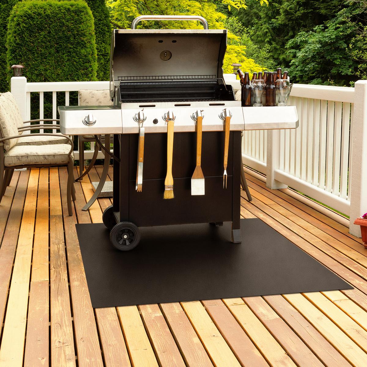 GRILLUNTERLAGE Bodenschutzplatte Metall Schwarz 100x80 cm - Schwarz, Metall (100/80/0.1cm) - TULUP