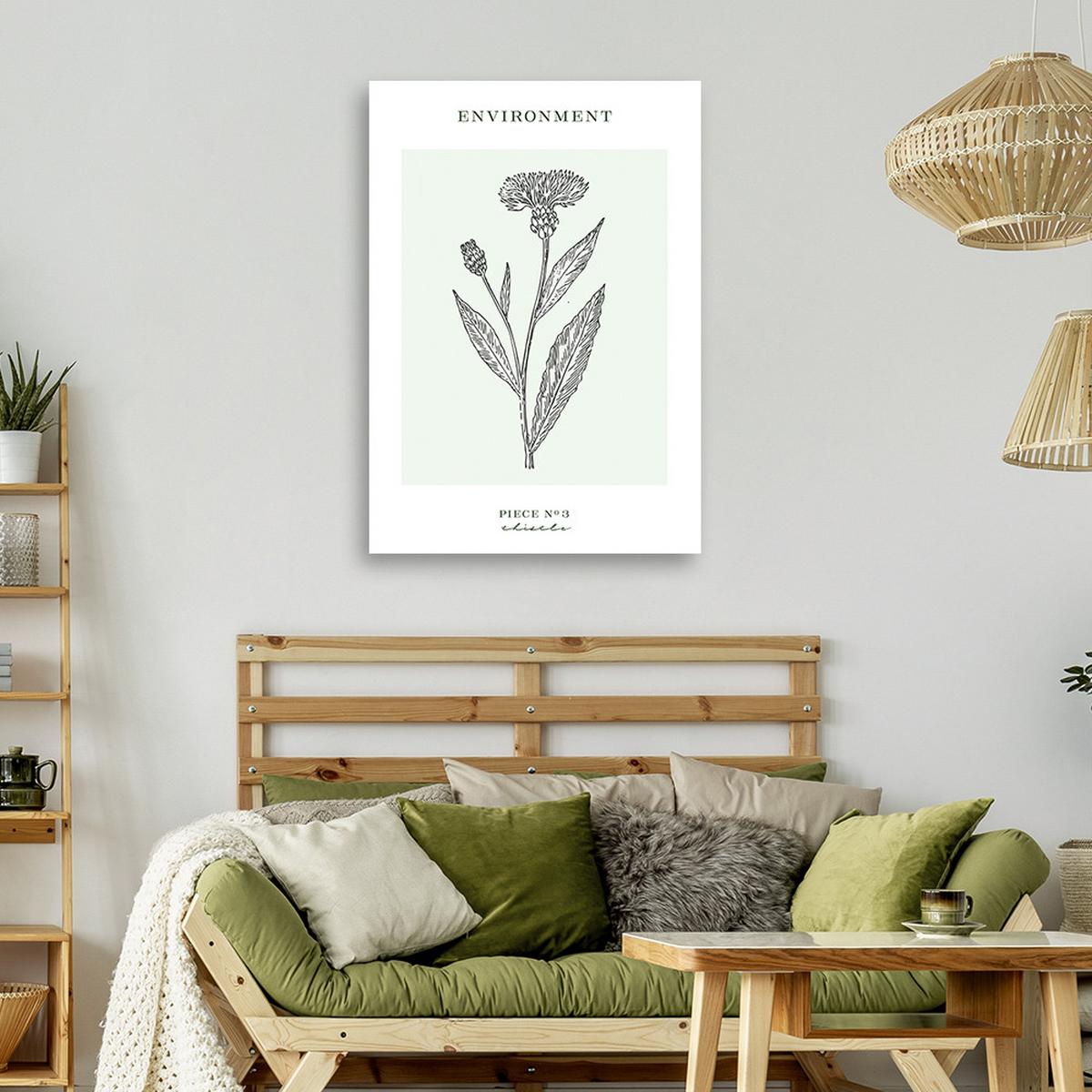 WANDBILD distelblume umwelt - Türkis, Textil (40/60cm) - Feeby