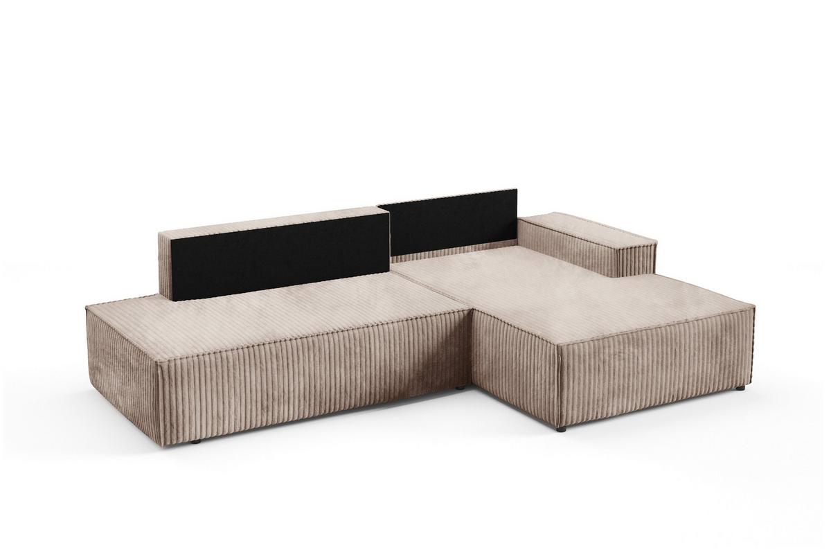 ECKSOFA TESSO L-S Braun Kordstoff mit Schlaffunktion - Braun, Holz (247/170cm) - MASSENO