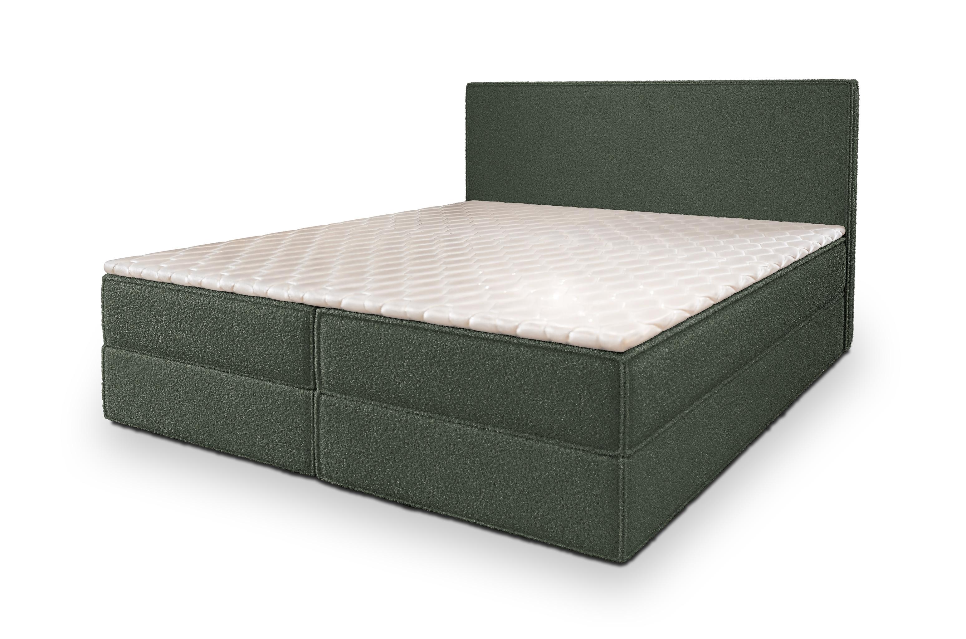 BOXBETT PELLIO 180x200 cm mit Matratze und Topper - Grün - Grün, Holz (180/200cm) - MASSENO