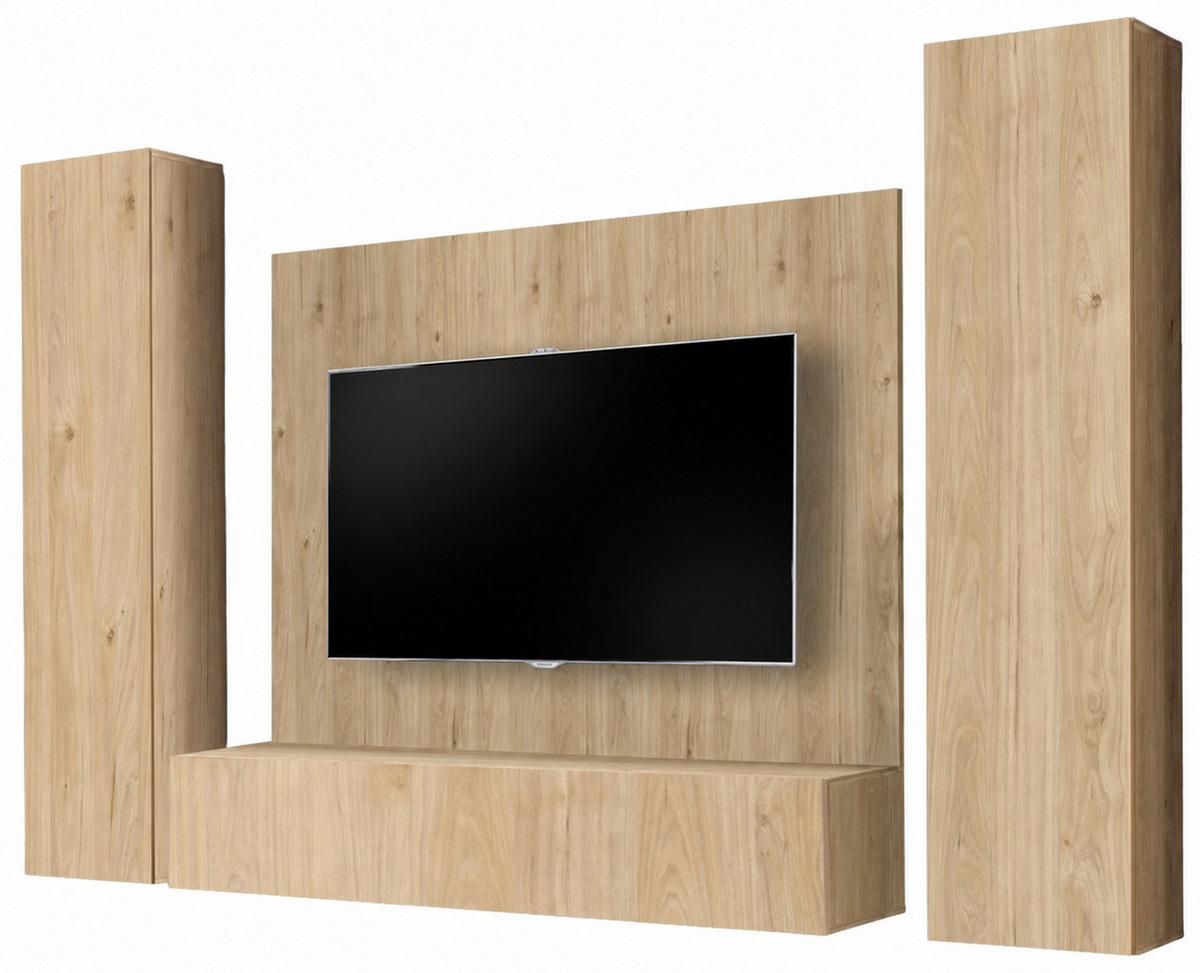 WOHNWAND Eiche Jackson 4-teilig 260 cm hängend, Schrankwand mit Push-to-Open - Eichefarben, Holzwerkstoff (260/170/40cm) - Inn.Furn