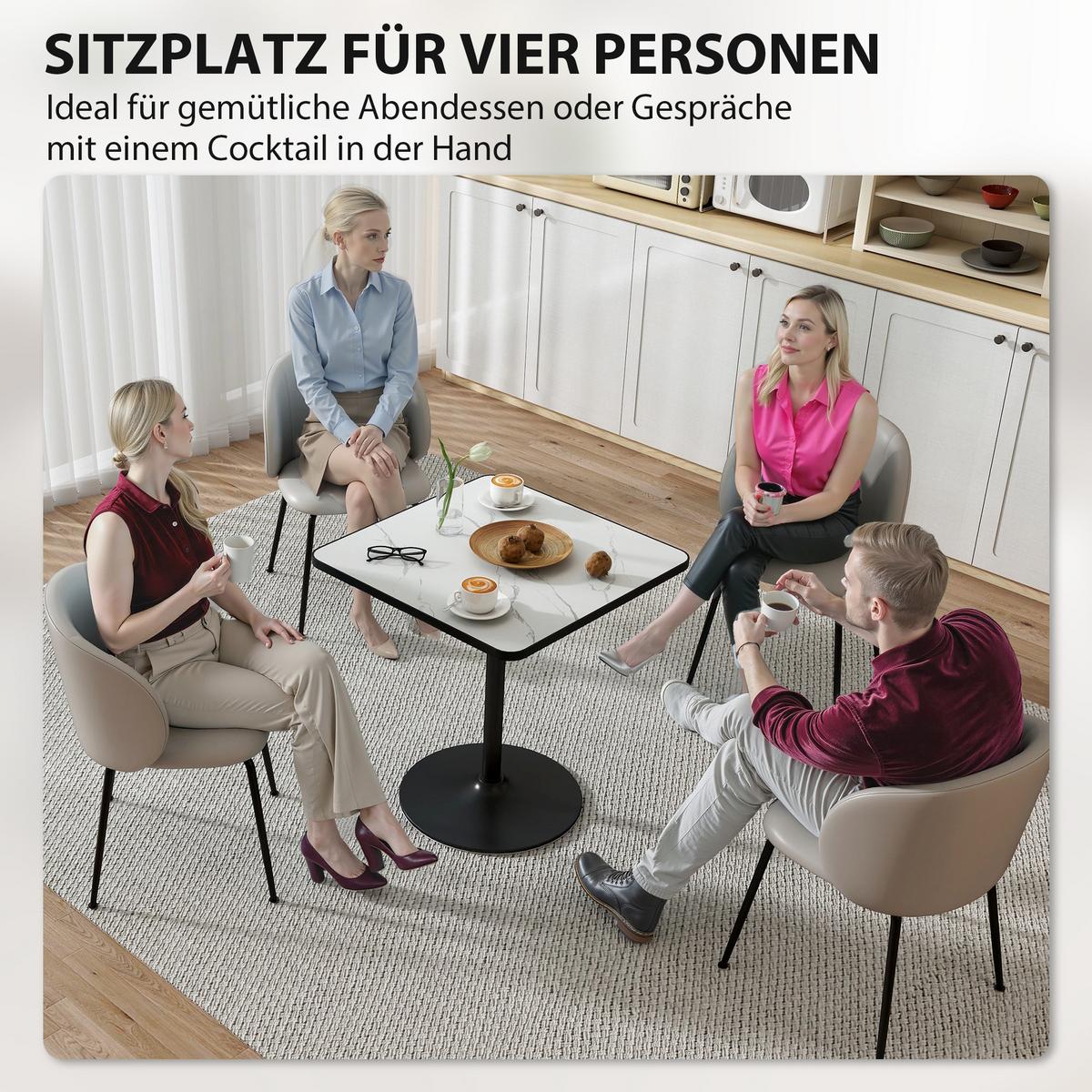 ESSTISCH, 70 x 70 cm quadratischer Küchentisch für 4 Personen Weiß - Weiß, Holzwerkstoff (70/70/76cm) - HOMCOM