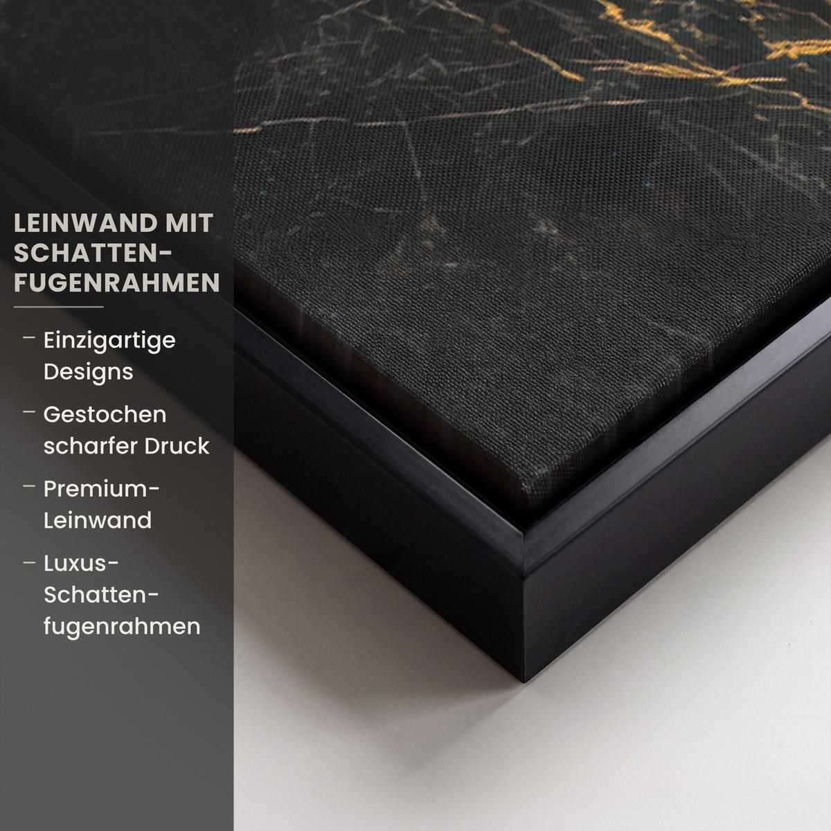 LEINWAND Bilder mit Rahmen - Weltkarte - Gold - Marmor - 90x60 - Goldfarben, Textil (90/60cm) - MuchoWow