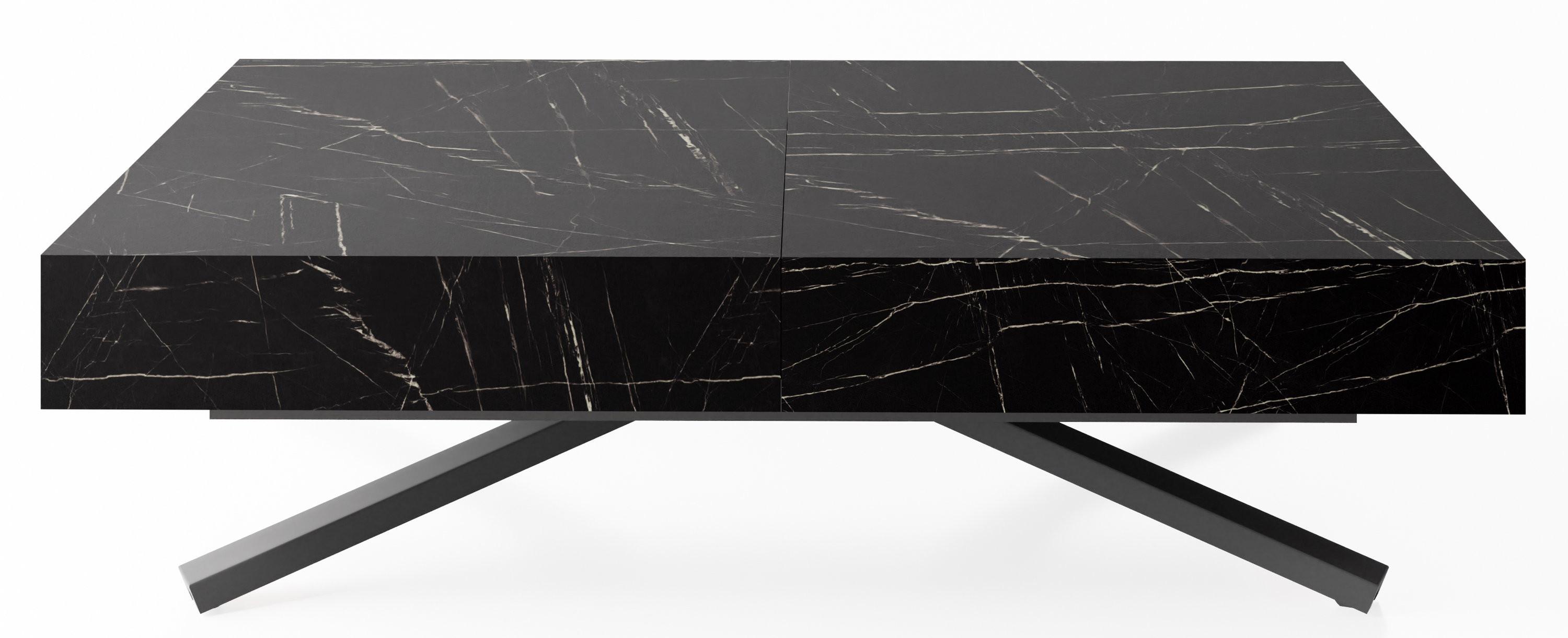COUCHTISCH Cavetta X höhenverstellbar ausziehbar, Marmor Schwarz 120-200/80/27-76 cm - Anthrazit/Schwarz, Holzwerkstoff/Metall (80/200/76cm) - WFL GROUP