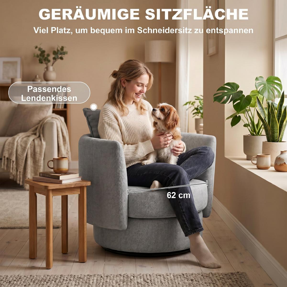 SESSEL Polyester Hellgrau - Hellgrau, Textil (79/84/85cm) - HOMCOM