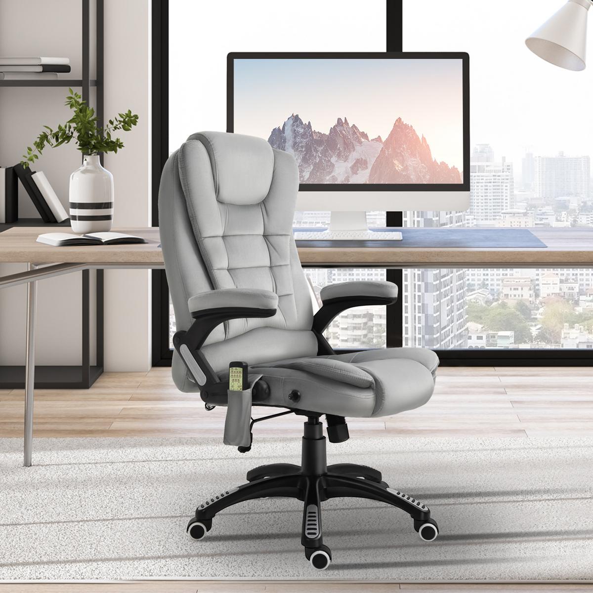 MASSAGE Sessel höhenverstellbarer Bürostuhl mit Massagefunktion Relaxsessel Grau - Schwarz/Grau, Kunststoff/Textil (74/116/67cm) - Vinsetto