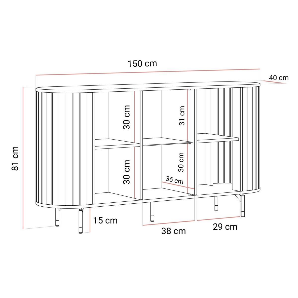 SIDEBOARD ELODIE 3T mit LED-Beleuchtung Schwarz - Schwarz, Holzwerkstoff (150/81/40cm) - Lookway