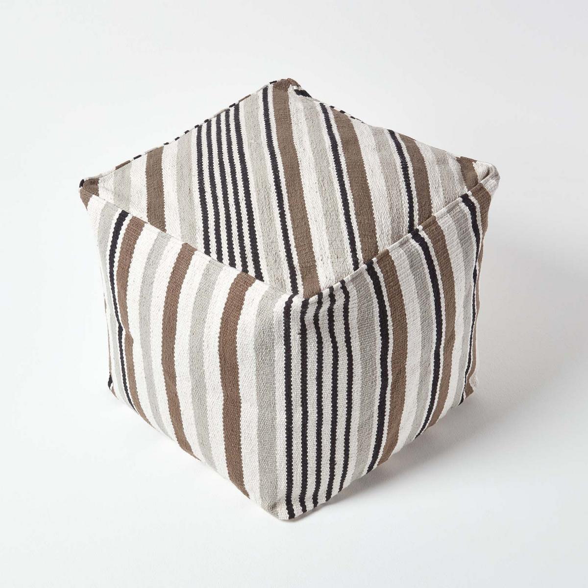 SITZWÜRFEL mit Streifenmuster, 40/40/40 cm - Grau, Textil (40/40/40cm) - Homescapes