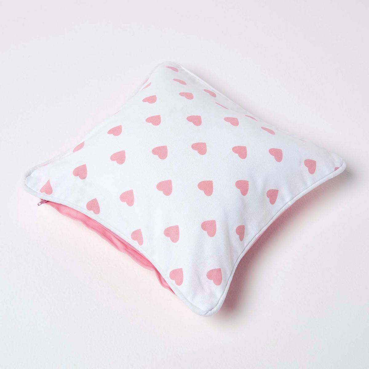 KISSENHÜLLE Herzen 30/30 cm, 100% Baumwolle - Rosa, Textil (30/30cm) - Homescapes